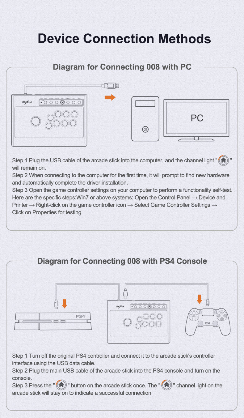 PXN-008 Arcade Fighting Stick Black