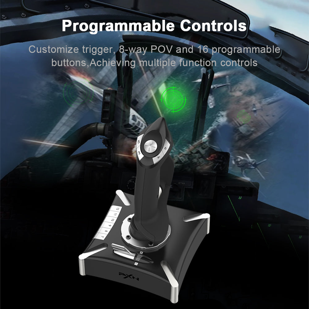 PXN-2119PRO Black Wired Flight Stick PC Consoles Joystick Controller for Flight Simulation Games