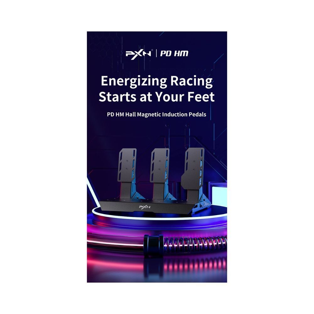 PXN-PD HM Premium Triple Racing Pedals Adjustable Black Hall Effect V10 V12 PC PS4 PS5 Xbox One