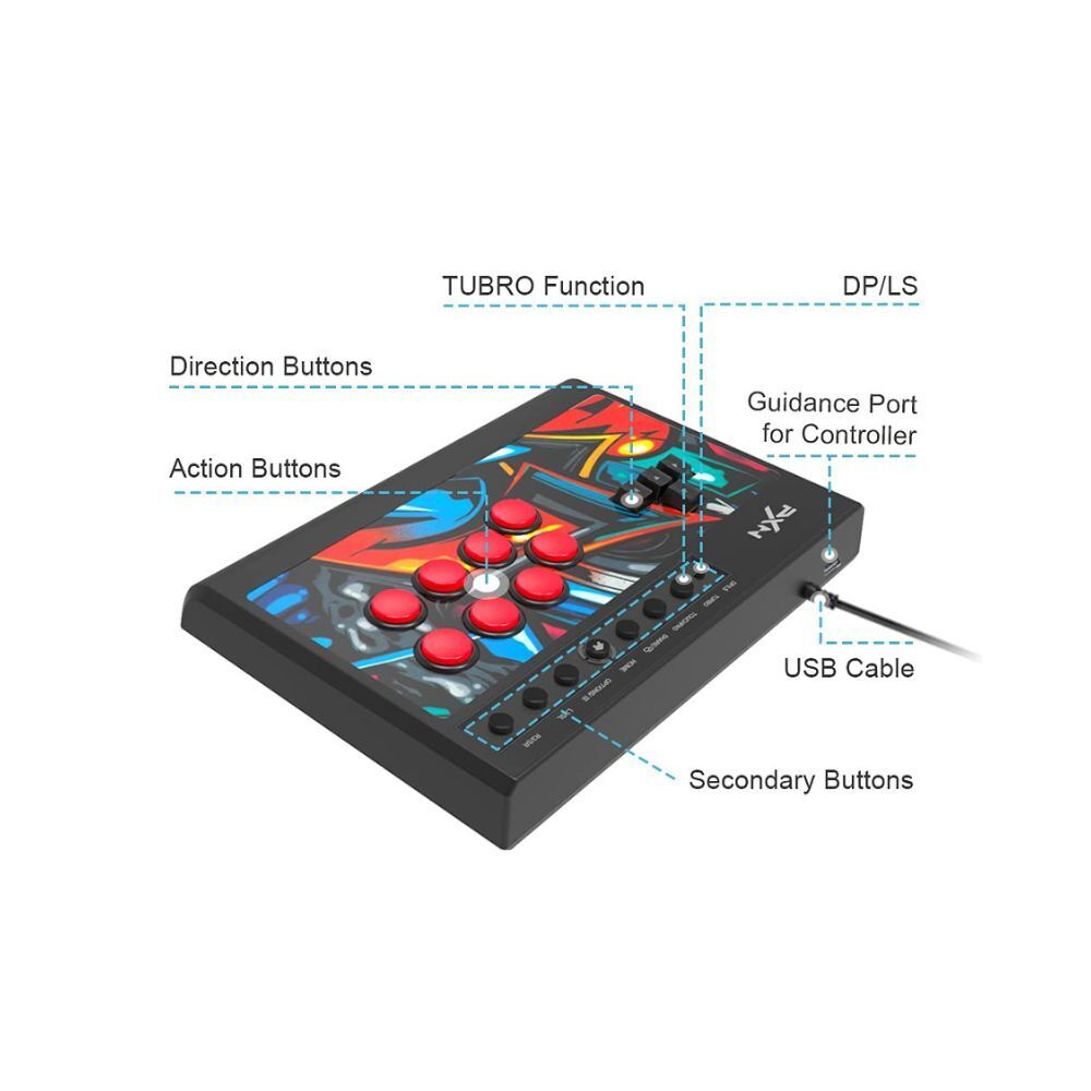 PXN-X8 Gaming Keyboard Controller Black Arcade Fighting Box USB Style PC  Android PS3 PS4 Xbox One
