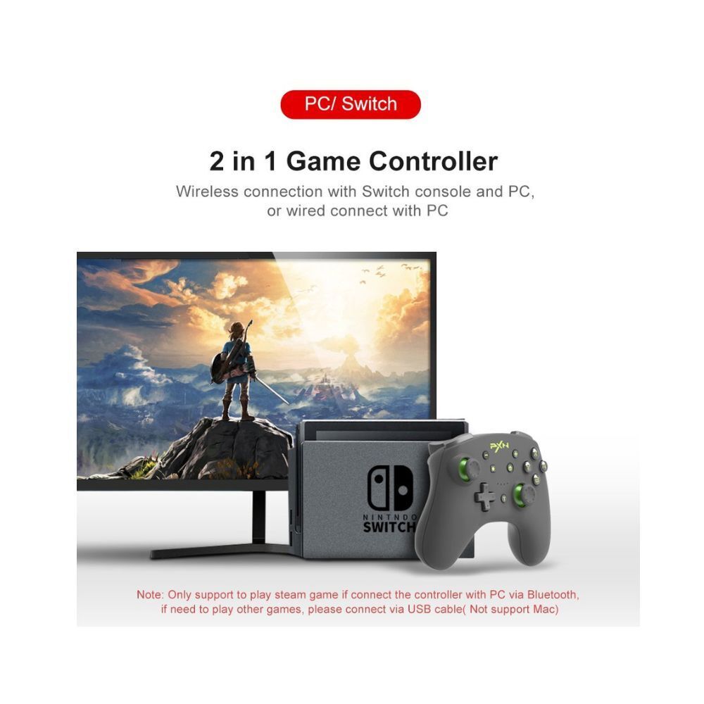 PXN 9607X Wireless Controller Green Switch 1 2 PC iOS Gyro Vibrate NFC Amiibo Long Battery Life