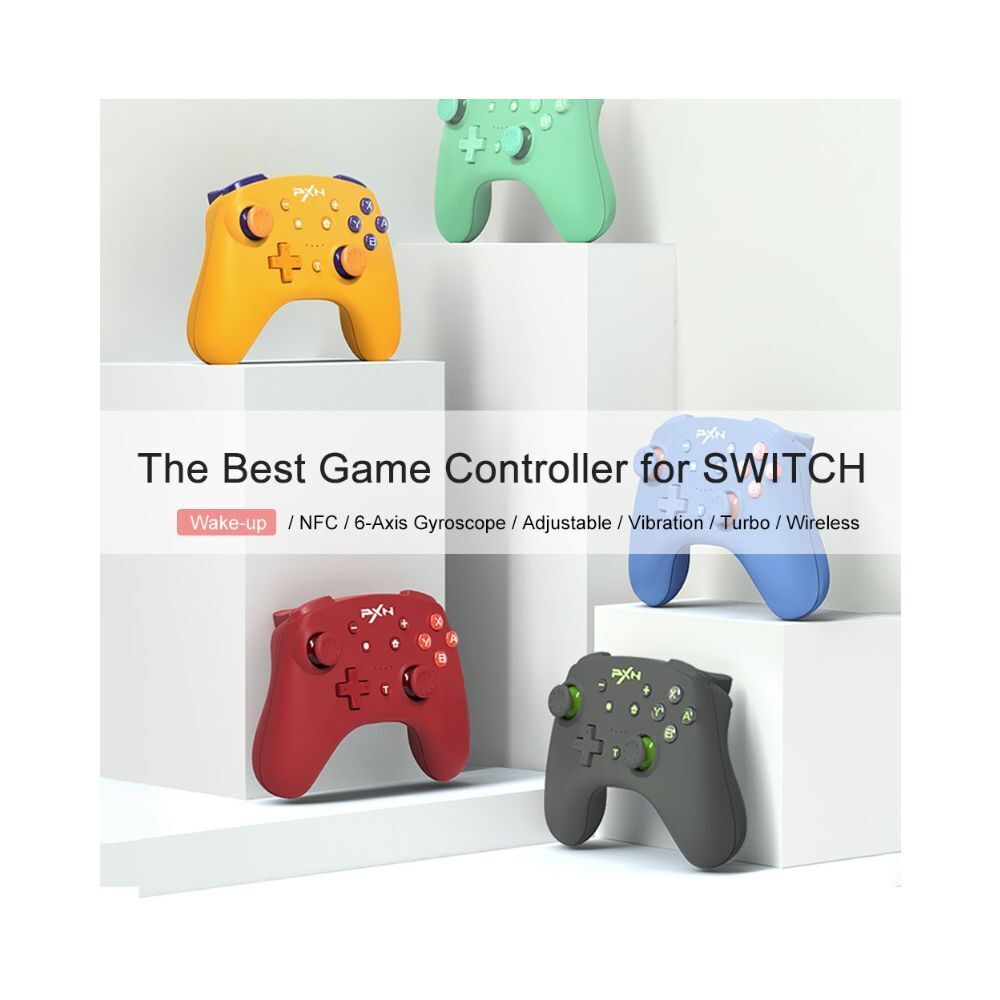 PXN 9607X Wireless Controller Green Switch 1 2 PC iOS Gyro Vibrate NFC Amiibo Long Battery Life