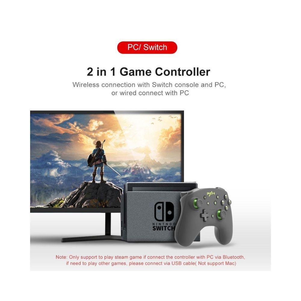 PXN 9607X Wireless Controller Green Switch 1 2 PC iOS Gyro Vibrate NFC Amiibo Long Battery Life