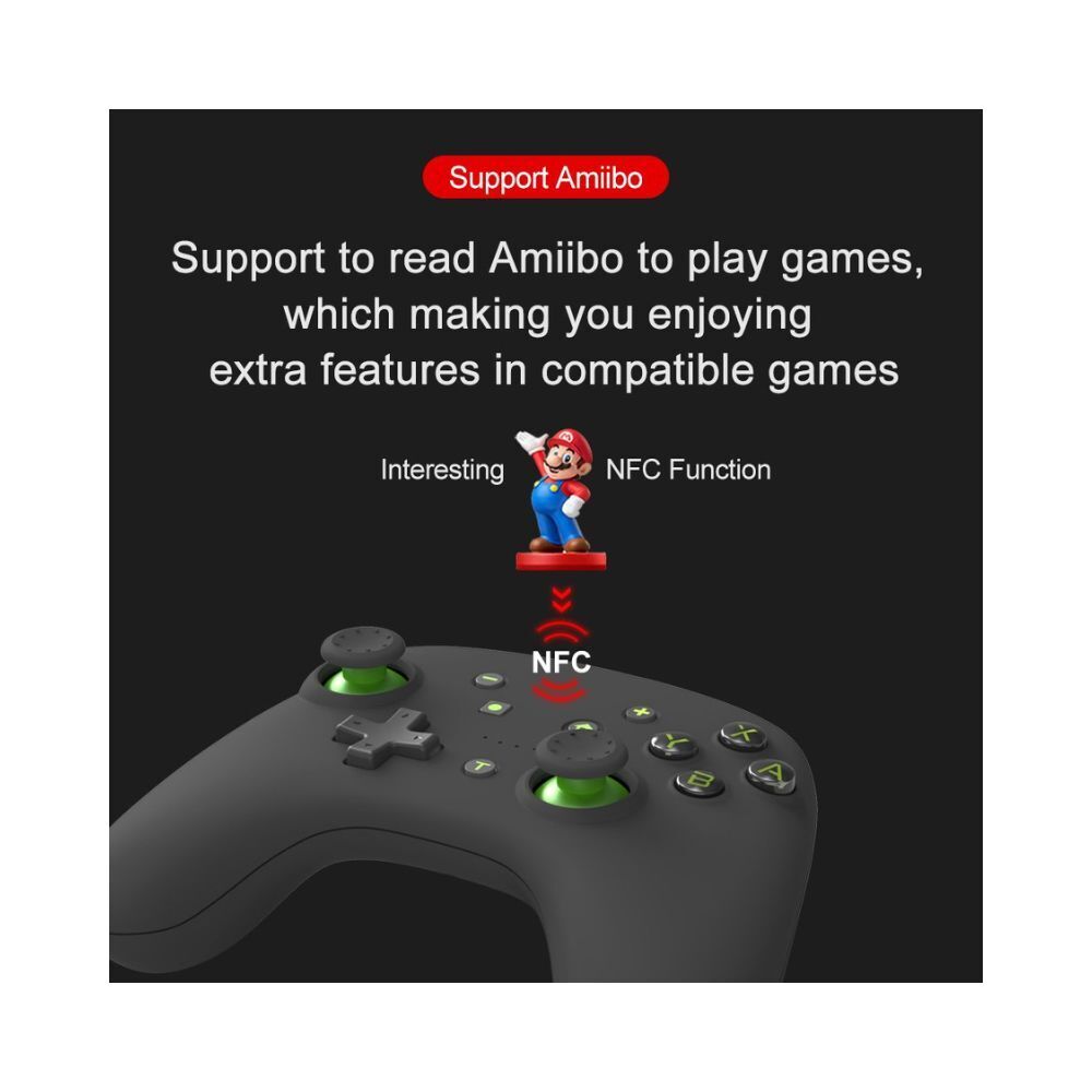 PXN 9607X Wireless Controller Green Switch 1 2 PC iOS Gyro Vibrate NFC Amiibo Long Battery Life
