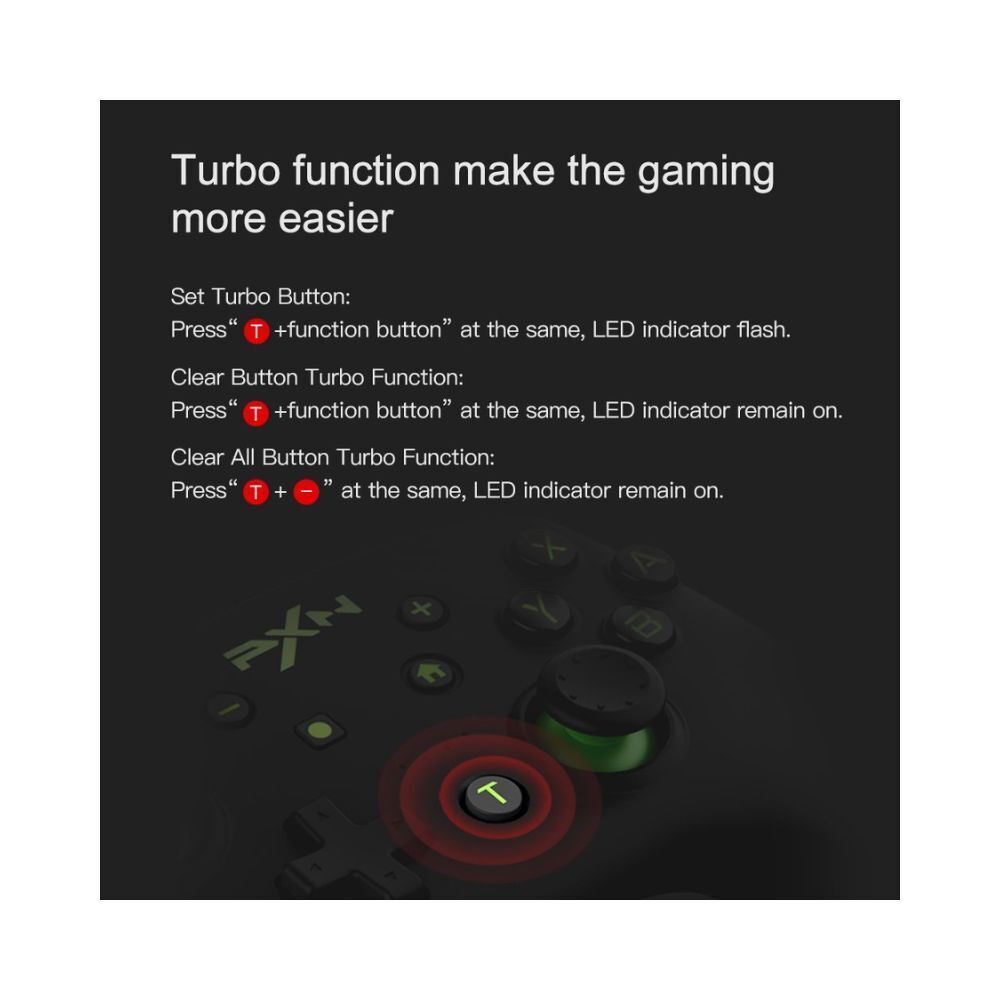 PXN 9607X Wireless Controller Green Switch 1 2 PC iOS Gyro Vibrate NFC Amiibo Long Battery Life