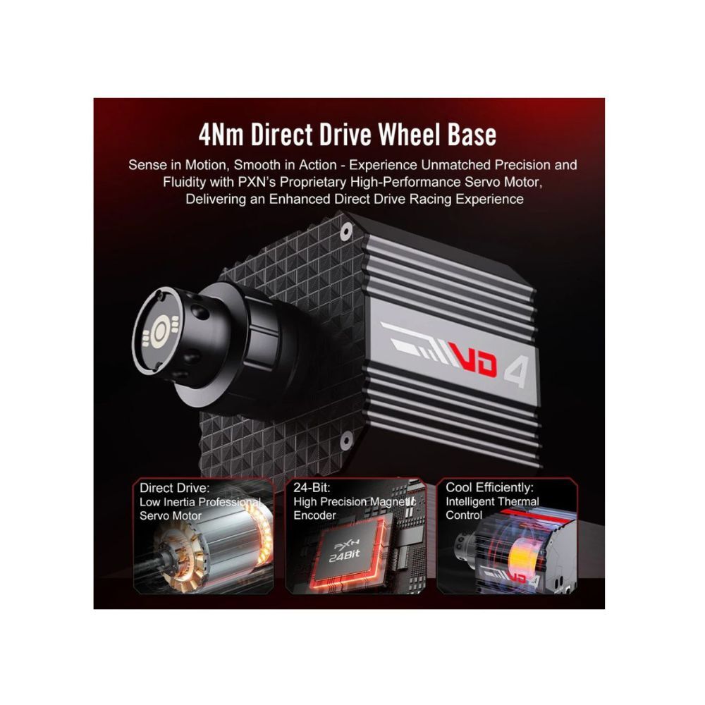 PXN VD4 Bundle F Direct Drive Racing Wheel with 4Nm Torque Pedals and LED RPM for PC Sim Racing
