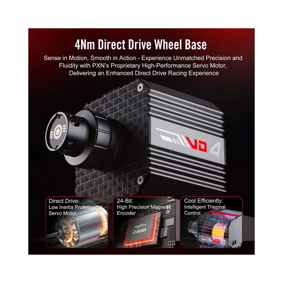 PXN VD4 Bundle F Direct Drive Racing Wheel with 4Nm Torque Pedals and LED RPM for PC Sim Racing