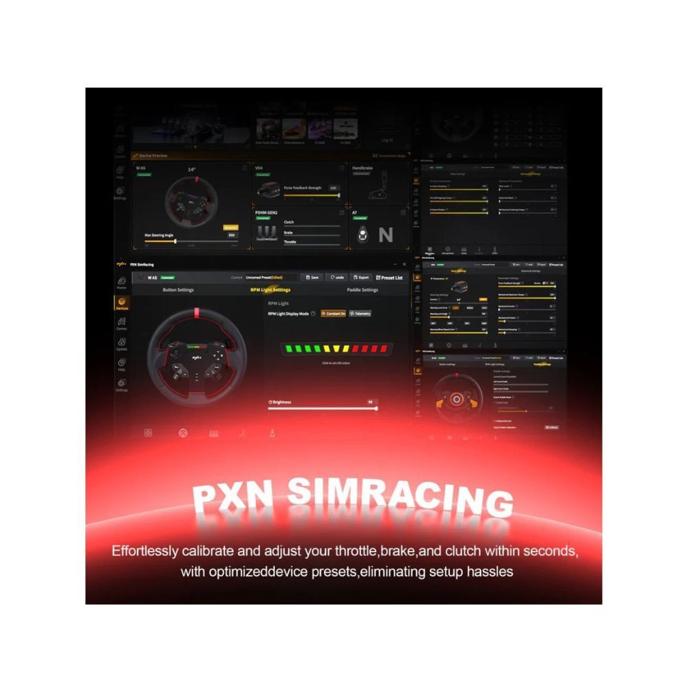 PXN VD4 Bundle F Direct Drive Racing Wheel with 4Nm Torque Pedals and LED RPM for PC Sim Racing