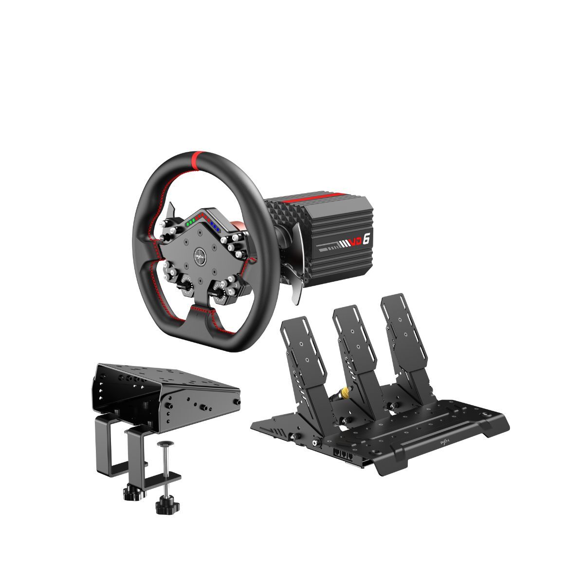 PXN VD6 Direct Drive Racing Wheel and W DS R2 Steering Module with Pedals Bundle for PC
