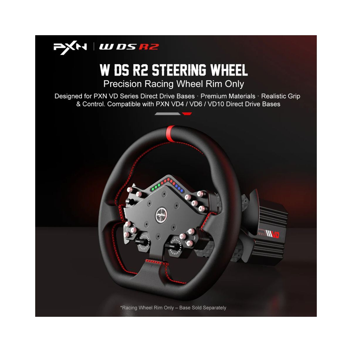 PXN VD10 WDS R2 Direct Drive Racing Wheel 10Nm Torque with LED RPM Display and Alloy Paddle Shifters for PC