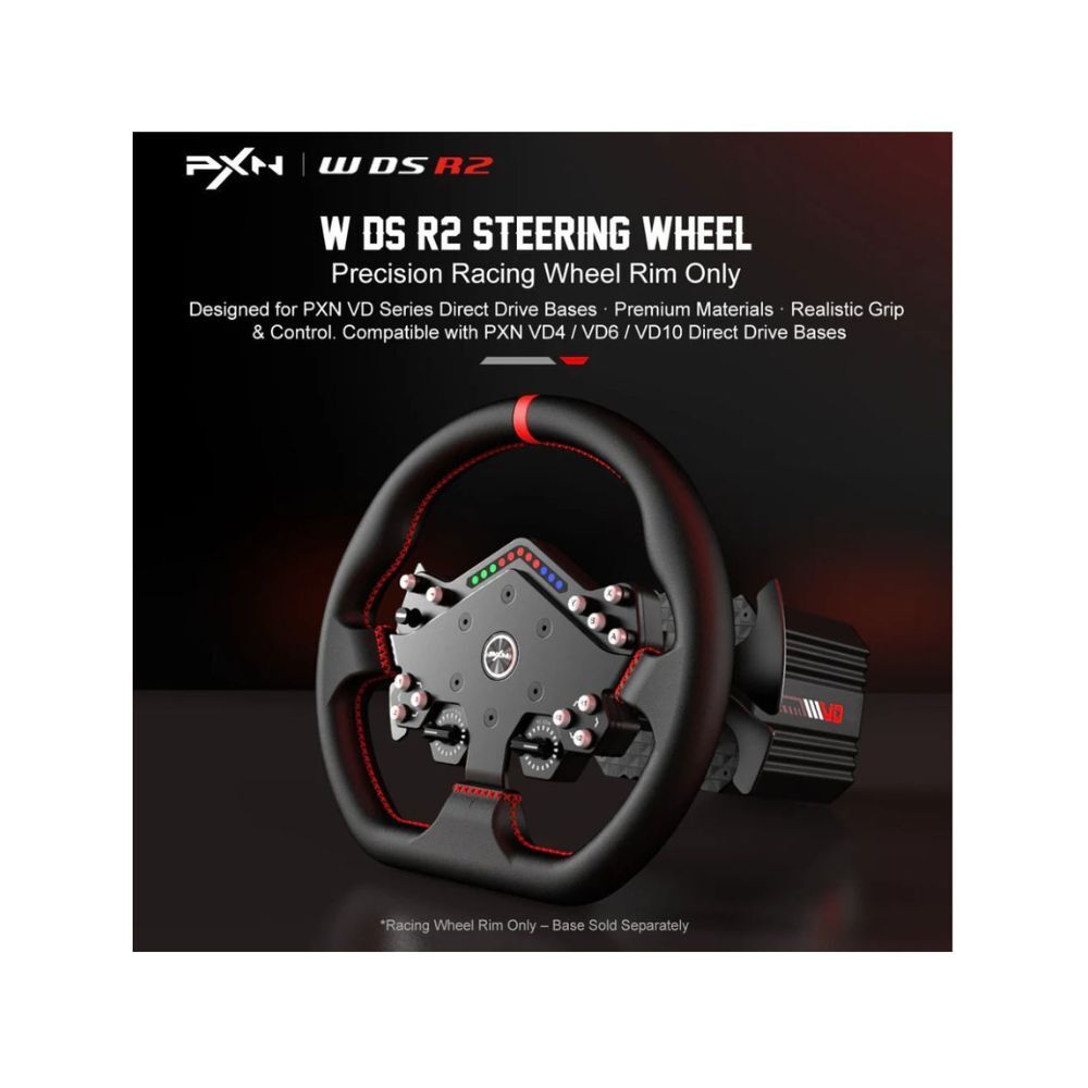 PXN VD10 WDS R2 Direct Drive Racing Wheel 10Nm Torque with LED RPM Display and Alloy Paddle Shifters for PC