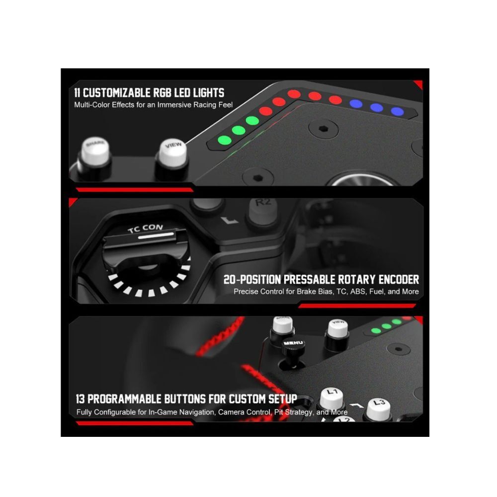 PXN VD10 WDS R2 Direct Drive Racing Wheel 10Nm Torque with LED RPM Display and Alloy Paddle Shifters for PC