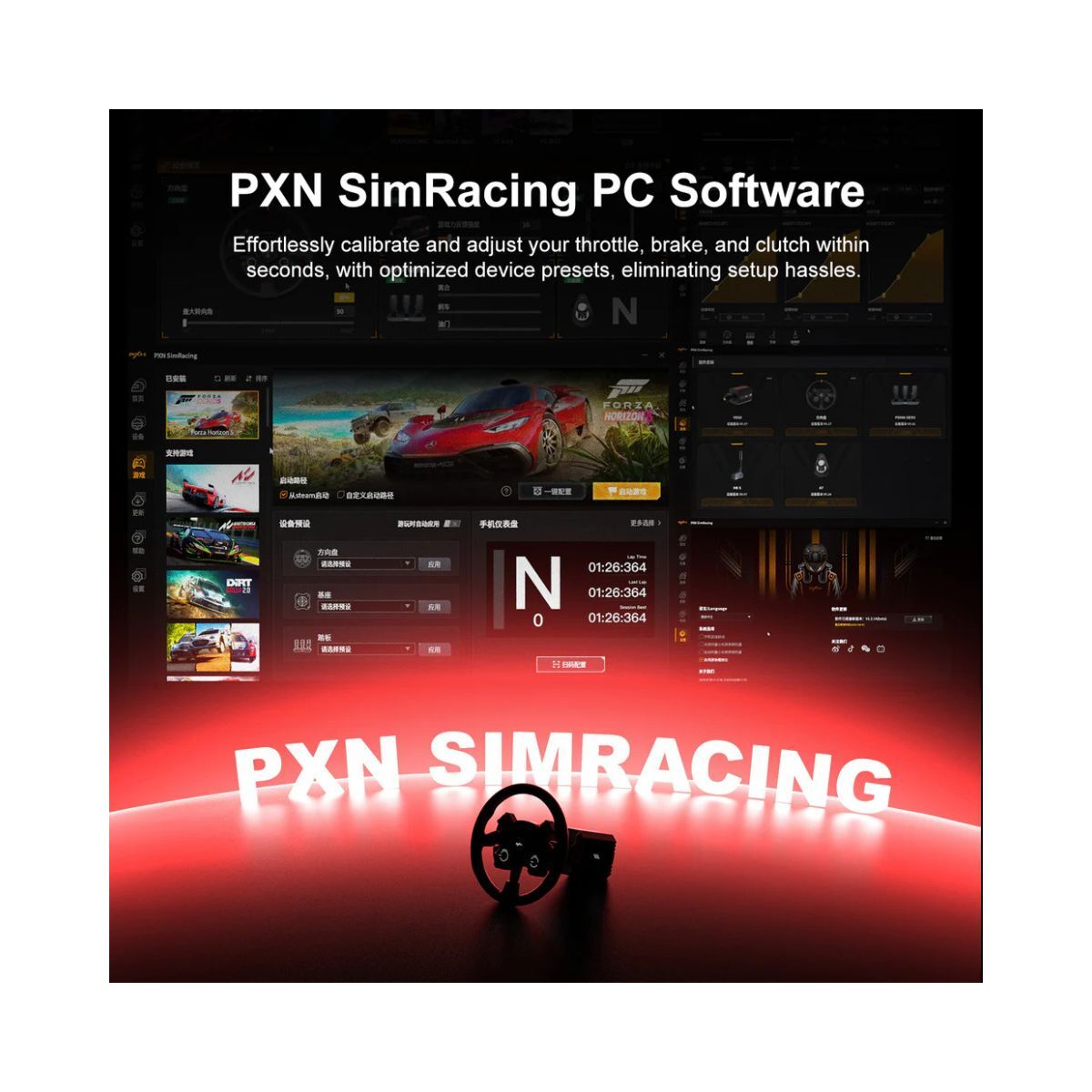 PXN VD10 WDS R2 Direct Drive Racing Wheel 10Nm Torque with LED RPM Display and Alloy Paddle Shifters for PC