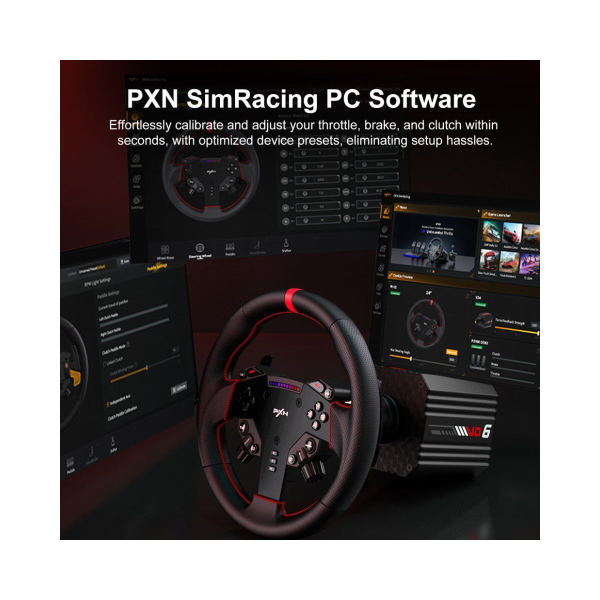 PXN VD6 Direct Drive Wheel Base 6Nm Torque Racing Simulator Base for PC with Adjustable Steering and Magnetic Encoder
