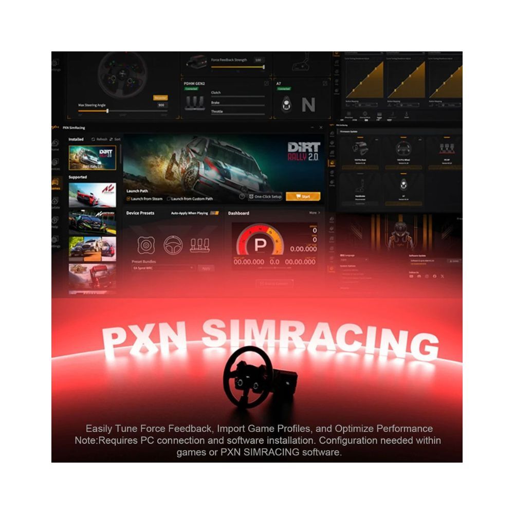 PXN WCS R2 330mm Leather Racing Wheel with LED RPM Display