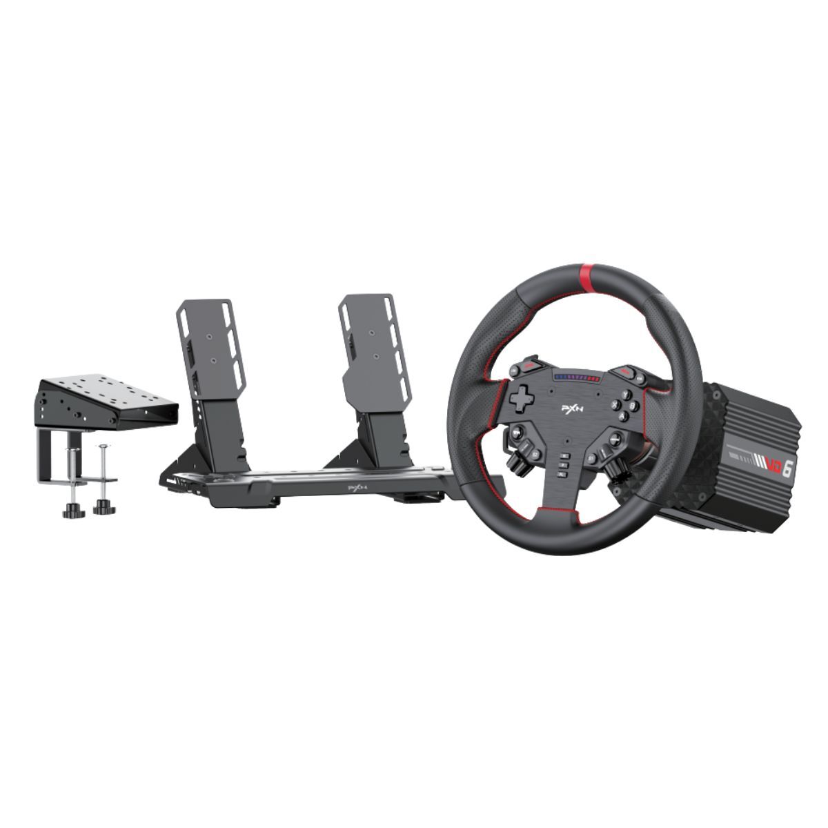 PXN VD6 Direct Drive Racing Simulator Bundle with 280 mm Wheel and 2 Pedal Set for PC