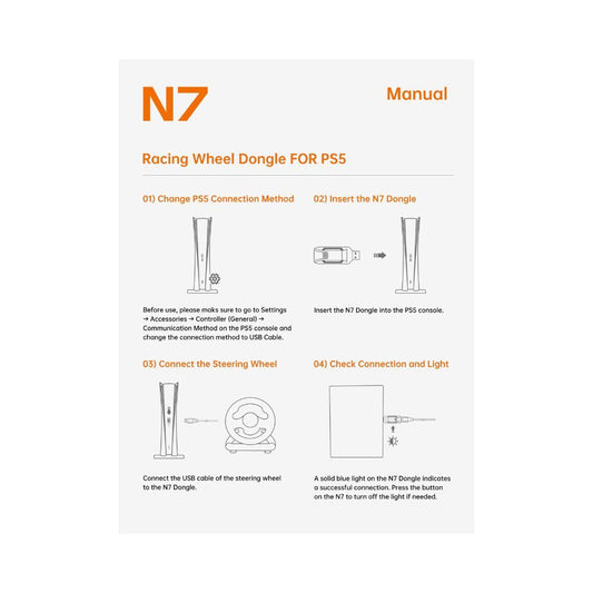 PXN N7 Racing Wheel Converter Wireless Receiver USB Bluetooth for PS5