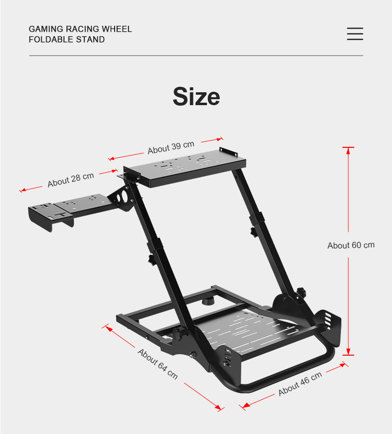 PXN-A10 Foldable and Adjustable Racing Sim Frame Black