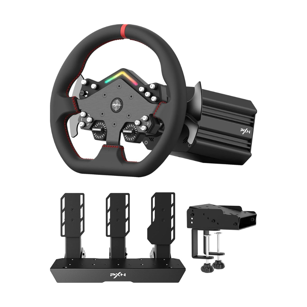PXN V12 Lite RGB Sim Racing Bundle FFB Wheel Base PD HM Pedal W DS Wheel Z9 Mount PC PS4 PS5 Xbox