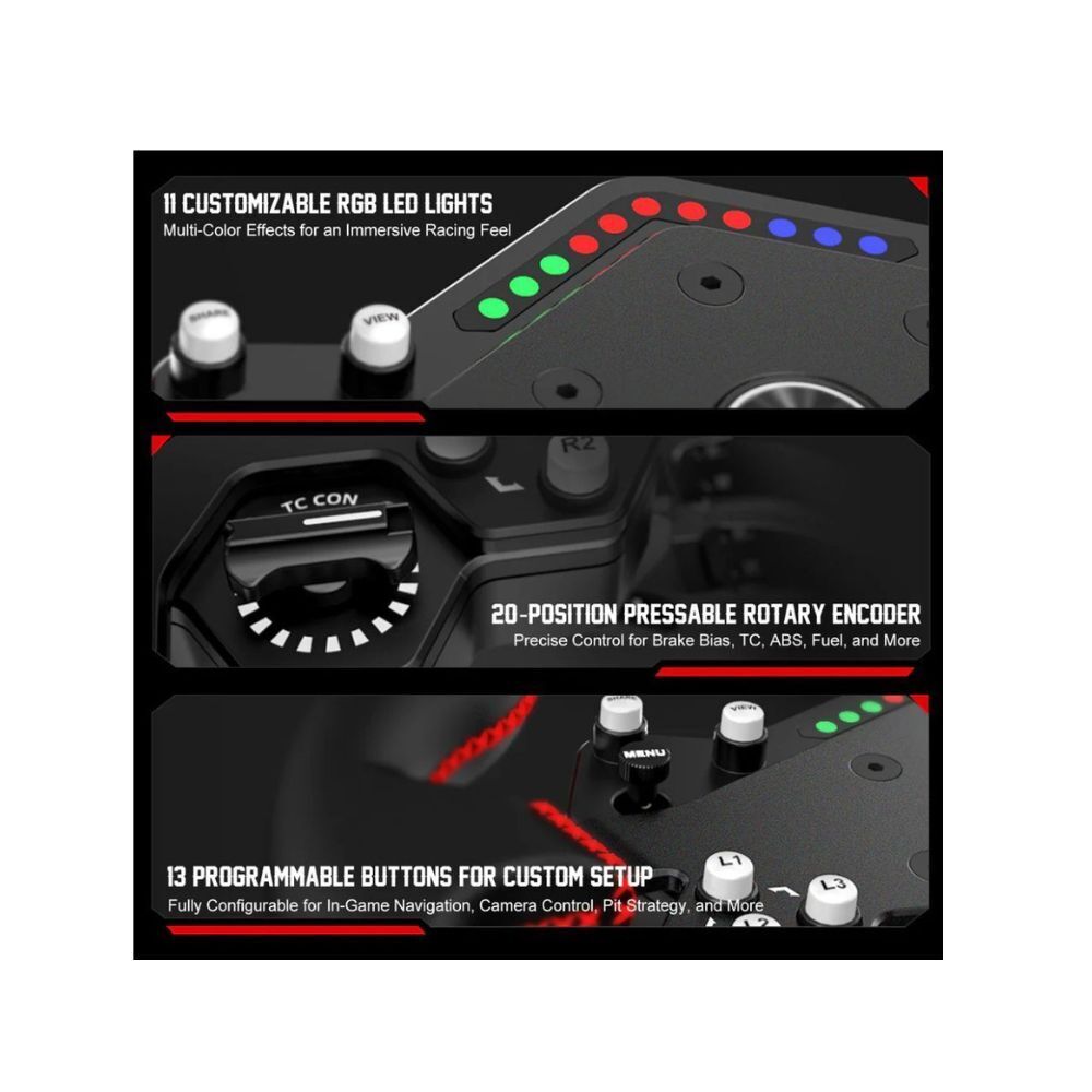 PXN VD10 WDS R2 Direct Drive Racing Wheel 10Nm Torque with LED RPM Display and Alloy Paddle Shifters for PC