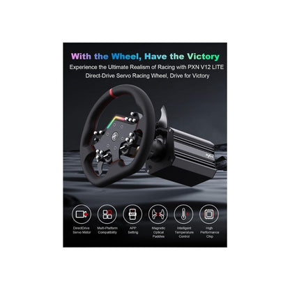 PXN V12 Lite RGB Sim Racing Bundle FFB Wheel Base PD HM Pedal W DS Wheel Z9 Mount PC PS4 PS5 Xbox