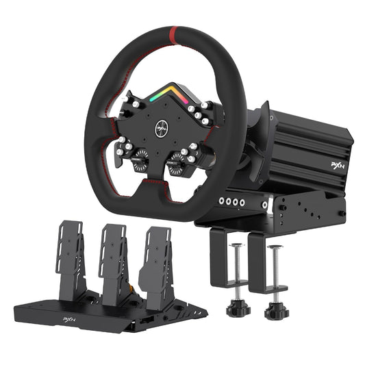 PXN V12 Lite RGB Sim Racing Bundle FFB Wheel Base PD HM Pedal W DS Wheel Z9 Mount PC PS4 PS5 Xbox