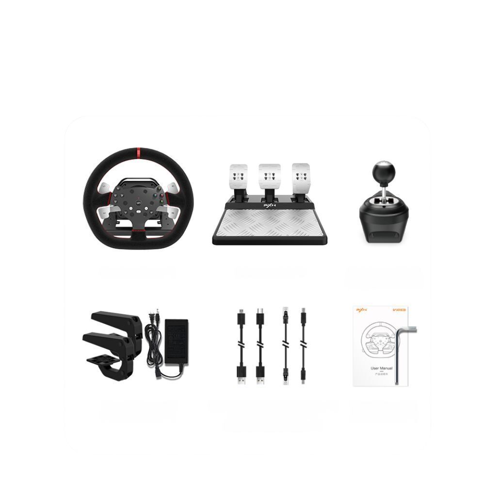 PXN V10 3-in-1 Detachable Force Feedback Racing Wheel with 900 Degree Switch Button, Dual Paddle Shifters for PS5, PS4, Xbox Series & PC Gaming