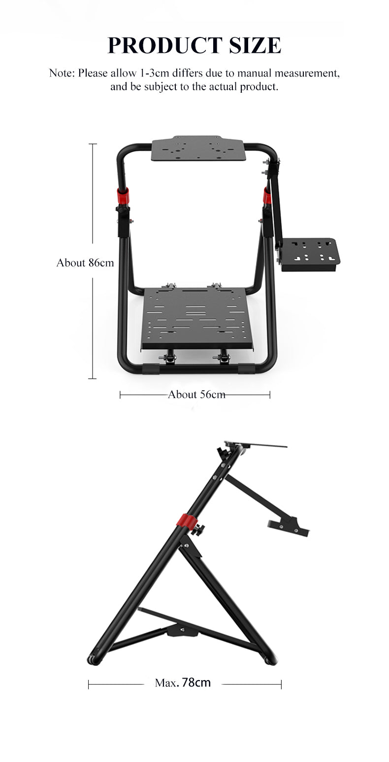 PXN-A9 Foldable Racing Wheel Stand - Adjustable Pedal Angle, Retractable 38cm, Collapsible Design for Gaming Steering Wheels