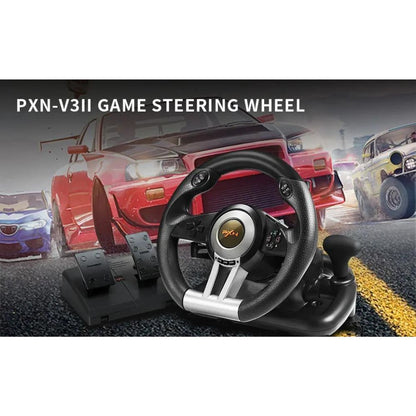 PXN V3 PRO Racing Wheel Red/Blue with Paddle Shifter, Automatic Drive Pedal, Desktop Clamp - Multi-Platform Controller for Nintendo Switch PC PS4 XBOX