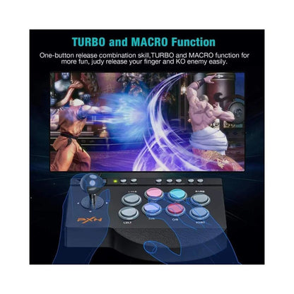 PXN-0082 Arcade Fighting Stick Black - USB Joystick for PC Street Fighter, Compatible with PS3, PS4, Xbox One, Nintendo Switch, Windows PC