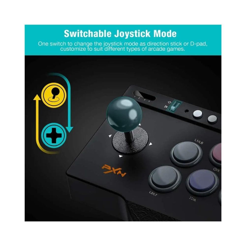 PXN-0082 Arcade Fighting Stick Black - USB Joystick for PC Street Fighter, Compatible with PS3, PS4, Xbox One, Nintendo Switch, Windows PC