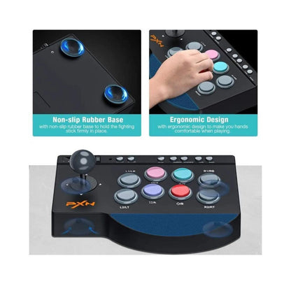 PXN-0082 Arcade Fighting Stick Black - USB Joystick for PC Street Fighter, Compatible with PS3, PS4, Xbox One, Nintendo Switch, Windows PC