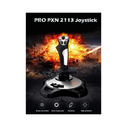 PXN-2113PRO Black Wired 4-Axis Flight Joystick for PC Gaming Simulator, Arcade Joystick with Keyboard Mapping, Professional Gaming Controller