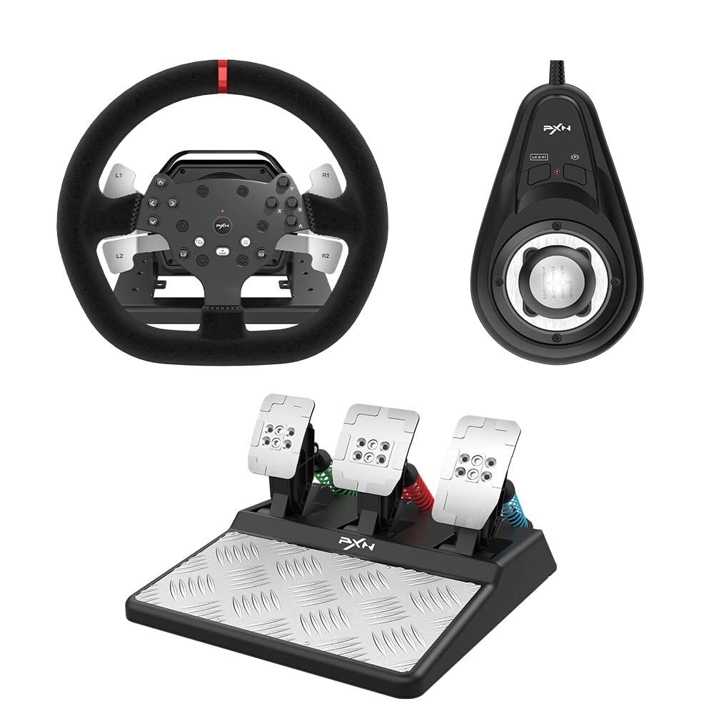 PXN V10 3-in-1 Racing Wheel with 9000 Feedback Adjustable Pedals for PS5 PC