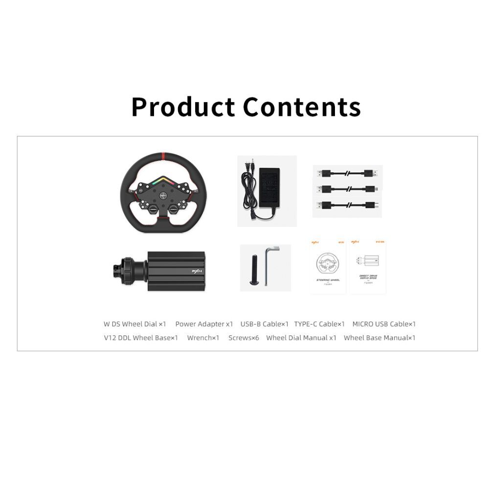 PXN V12 DDL + WDS 6NM DD Wheel Base & Racing Wheel