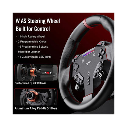 PXN VD4 Bundle F Direct Drive Racing Wheel with 4Nm Torque Pedals and LED RPM for PC Sim Racing