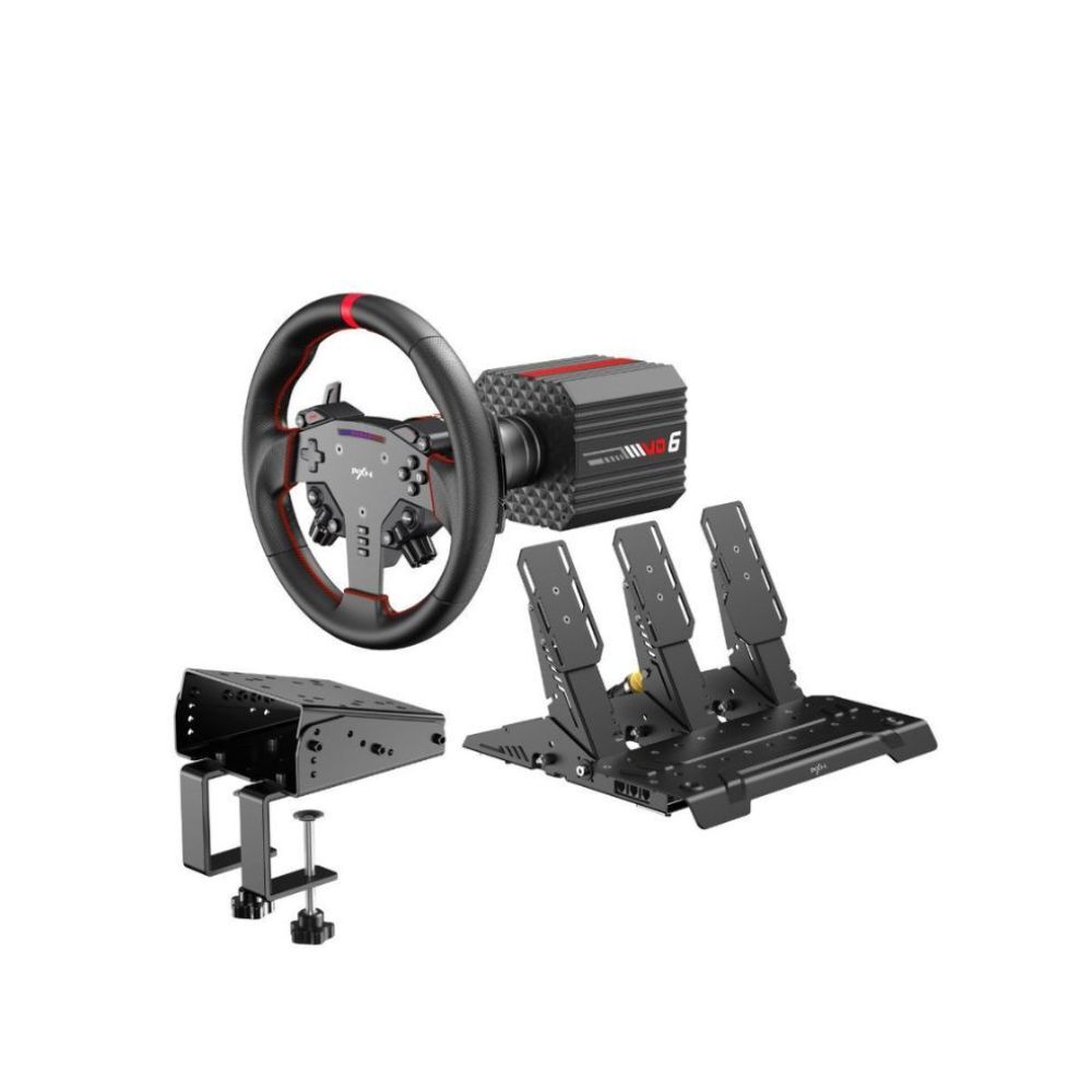 PXN VD6 Racing Wheel and Pedals Bundle 6Nm Direct Drive with Clamp for PC Sim Racing Setup
