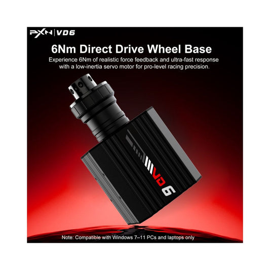 PXN VD6 Direct Drive Wheel Base 6Nm Torque Racing Simulator Base for PC with Adjustable Steering and Magnetic Encoder