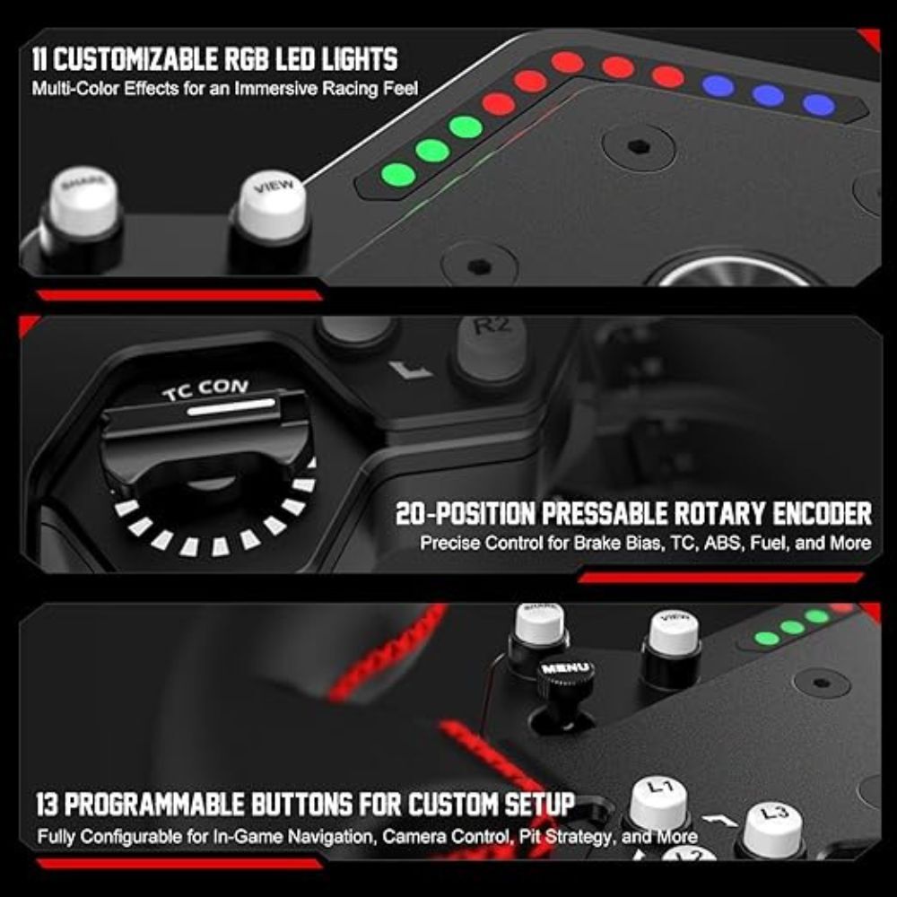 PXN WDS R2 300mm Racing Steering Wheel with LED RPM and Quick Release