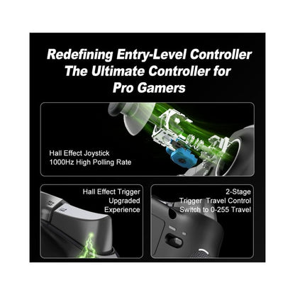 PXN P5 Wireless Wired Gaming Controller 1000Hz Hall for PC Switch iOS Android Black