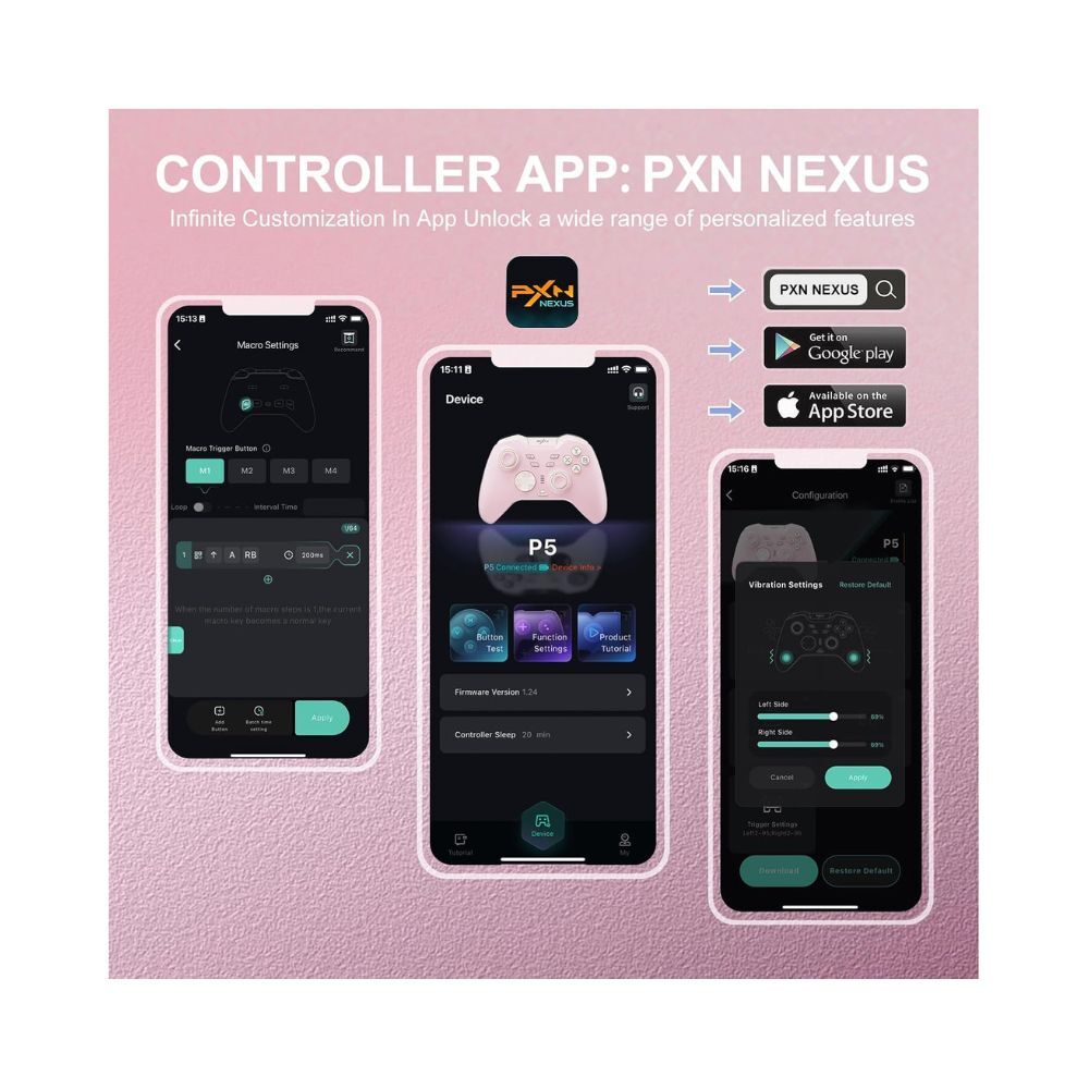 PXN P5 Wireless Gaming Controller 1000Hz Hall for PC Switch iOS Android Pink