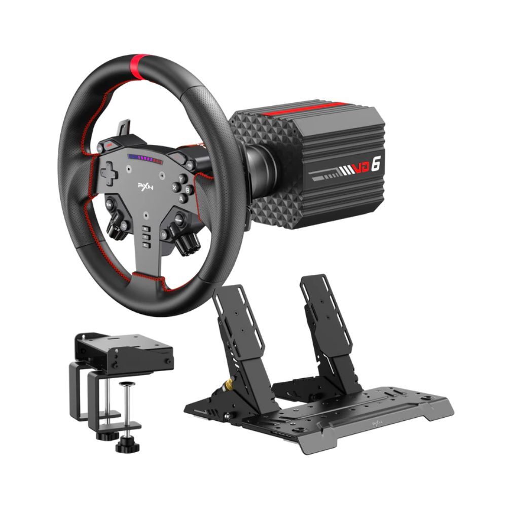 PXN VD6 Direct Drive Racing Simulator Bundle with 280 mm Wheel and 2 Pedal Set for PC