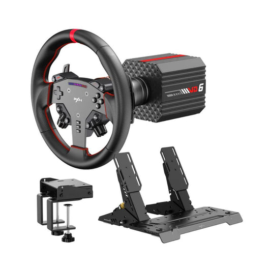 PXN VD6 Direct Drive Racing Simulator Bundle with 280 mm Wheel and 2 Pedal Set for PC