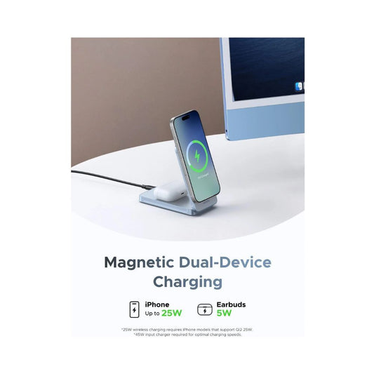 UGREEN Qi2.2 25W 2 in 1 Magnetic Wireless Charger Foldable Charging Stand Grey