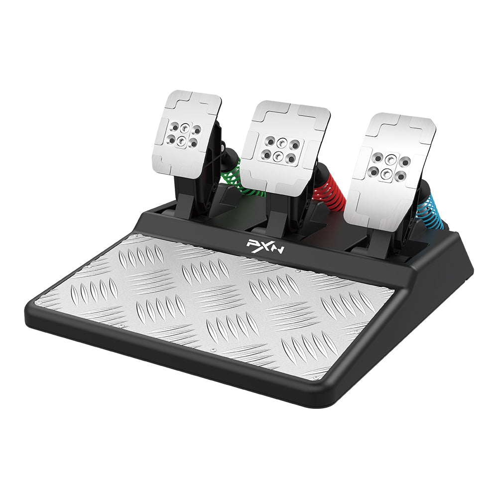 PXN-A3 Triple Racing Pedals Set for PC, PS4, PS5, Xbox - Hall Effect, Adjustable Spring Force, Magnetic Tech, Anti-Slip Aluminum Mat