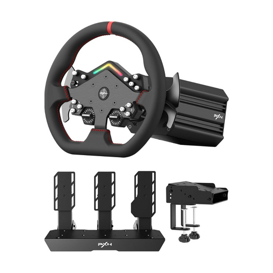 PXN V12 Lite RGB Racing Simulator Bundle: FFB Wheel Base, PD HM Pedal, W DS Wheel & Z9 Mount for PC, PS4/PS5, Xbox